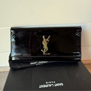 Saint Laurent Black Leather Clutch